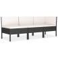 3-tlg. Garten-Lounge-Set mit Auflagen Poly Rattan Schwarz 3-tlg. Garten-Lounge-Set mit Auflagen Poly Rattan Schwarz