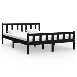 vidaXL Massivholzbett Schwarz 150x200 cm