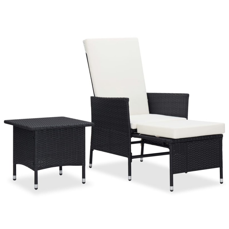 2-tlg. Garten-Lounge-Set mit Kissen Poly Rattan Schwarz 2-tlg. Garten-Lounge-Set mit Kissen Poly Rattan Schwarz
