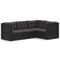 vidaXL 4-tlg. Garten-Lounge-Set mit Kissen Schwarz Poly Rattan vidaXL 4-tlg. Garten-Lounge-Set mit Kissen Schwarz Poly Rattan