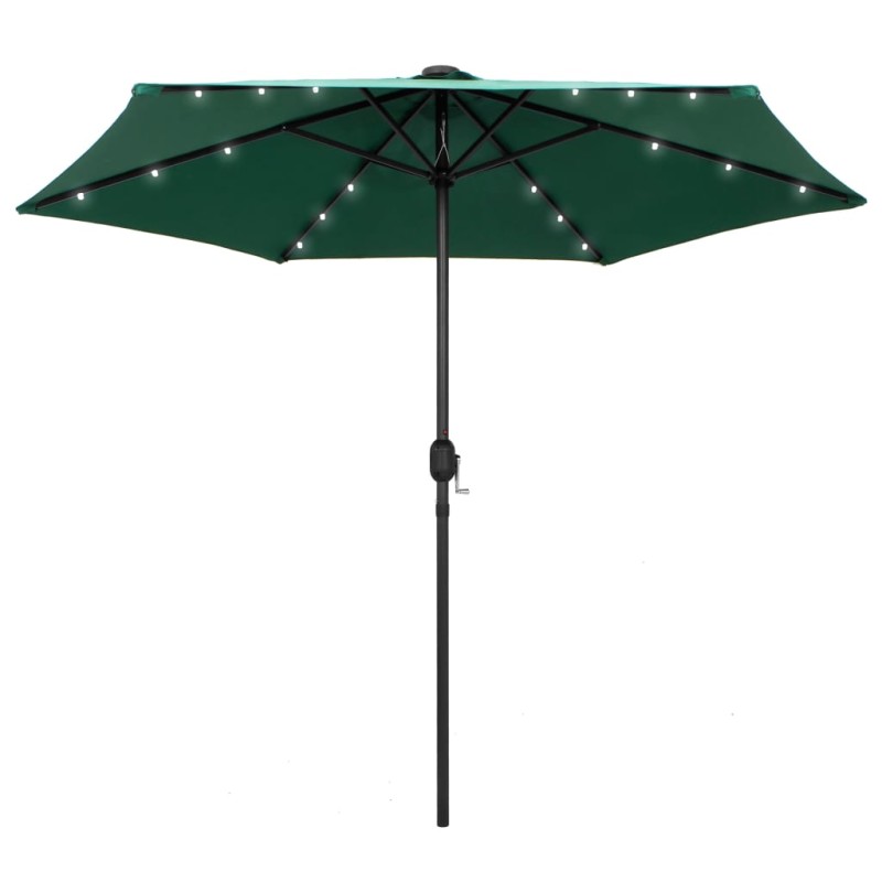 vidaXL Sonnenschirm mit LED-Leuchten & Aluminium-Mast 270 cm Grün vidaXL Sonnenschirm mit LED-Leuchten & Aluminium-Mast 270 cm Grün
