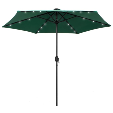 vidaXL Sonnenschirm mit LED-Leuchten & Aluminium-Mast 270 cm Grün