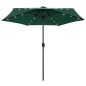 vidaXL Sonnenschirm mit LED-Leuchten & Aluminium-Mast 270 cm Grün vidaXL Sonnenschirm mit LED-Leuchten & Aluminium-Mast 270 cm Grün