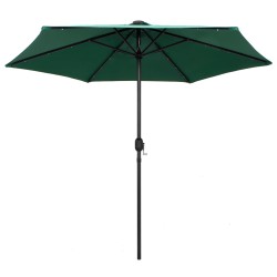 vidaXL Sonnenschirm mit LED-Leuchten & Aluminium-Mast 270 cm Grün