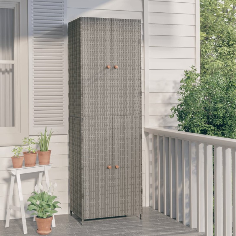vidaXL Gartenschrank Grau 59x40x180 cm Poly Rattan vidaXL Gartenschrank Grau 59x40x180 cm Poly Rattan