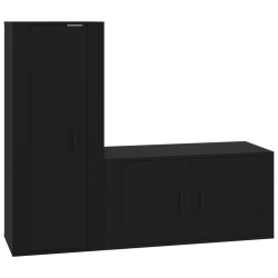 vidaXL 2-tlg. TV-Schrank-Set Schwarz Holzwerkstoff