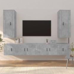 vidaXL 6-tlg. TV-Schrank-Set Betongrau Holzwerkstoff