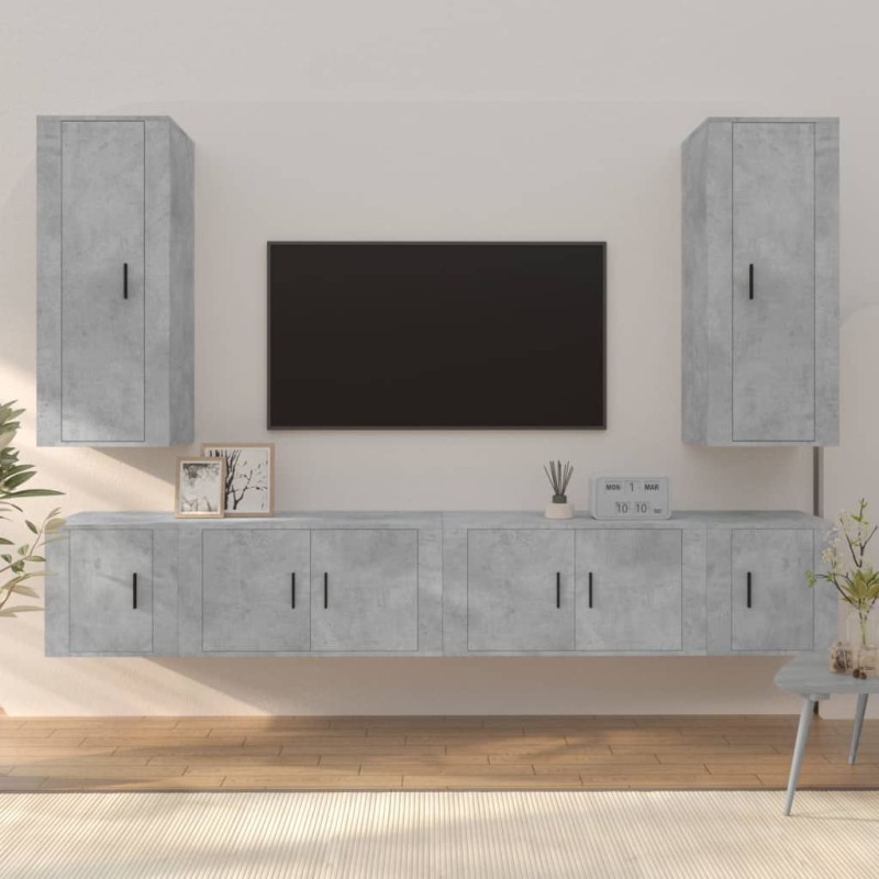 vidaXL 6-tlg. TV-Schrank-Set Betongrau Holzwerkstoff vidaXL 6-tlg. TV-Schrank-Set Betongrau Holzwerkstoff