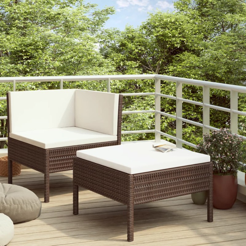 vidaXL 2-tlg. Garten-Lounge-Set mit Auflagen Poly Rattan Braun vidaXL 2-tlg. Garten-Lounge-Set mit Auflagen Poly Rattan Braun