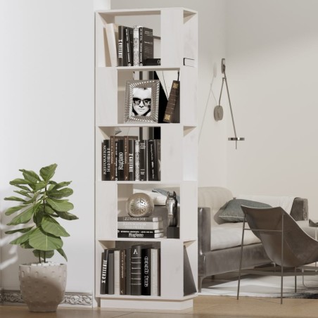 vidaXL Bücherregal/Raumteiler Weiß 51x25x163,5 cm Massivholz Kiefer