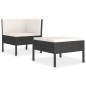 2-tlg. Garten-Lounge-Set mit Auflagen Poly Rattan Schwarz 2-tlg. Garten-Lounge-Set mit Auflagen Poly Rattan Schwarz