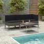 3-tlg. Garten-Lounge-Set mit Auflagen Poly Rattan Grau 3-tlg. Garten-Lounge-Set mit Auflagen Poly Rattan Grau