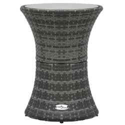 vidaXL Garten-Beistelltisch Trommelform Grau Poly Rattan