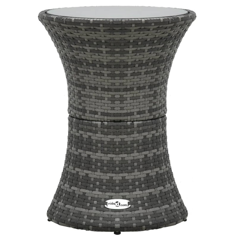 vidaXL Garten-Beistelltisch Trommelform Grau Poly Rattan vidaXL Garten-Beistelltisch Trommelform Grau Poly Rattan