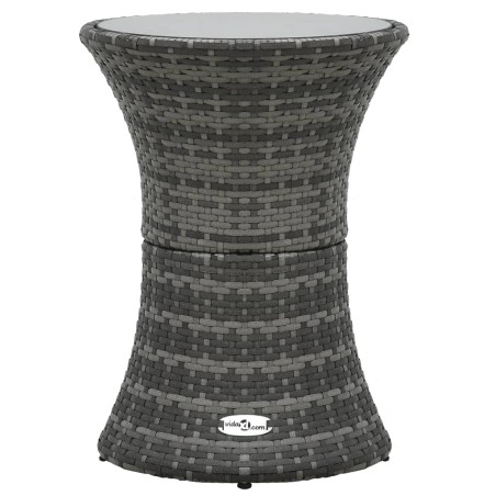 vidaXL Garten-Beistelltisch Trommelform Grau Poly Rattan