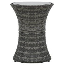 vidaXL Garten-Beistelltisch Trommelform Grau Poly Rattan