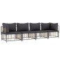vidaXL 4-tlg. Garten-Lounge-Set mit Kissen Anthrazit Poly Rattan vidaXL 4-tlg. Garten-Lounge-Set mit Kissen Anthrazit Poly Rattan