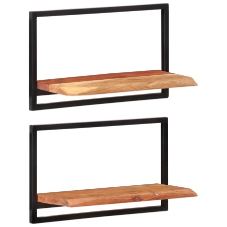 vidaXL Wandregale 2 Stk. 60x25x35 cm Massivholz Akazie und Stahl 
