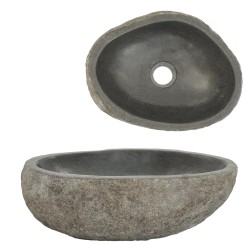 vidaXL Waschbecken Flussstein Oval 29-38 cm