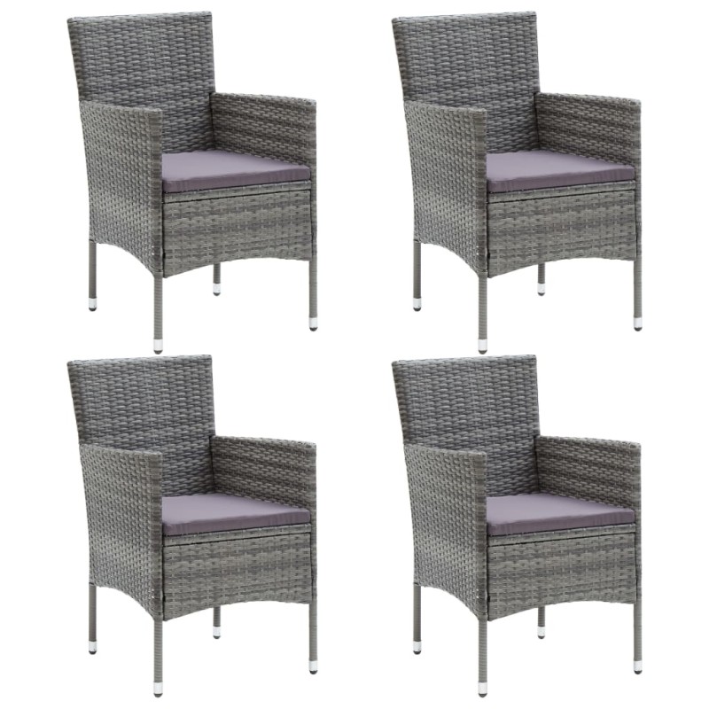 Garten-Essstühle 4 Stk. Poly Rattan Grau Garten-Essstühle 4 Stk. Poly Rattan Grau