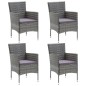 Garten-Essstühle 4 Stk. Poly Rattan Grau Garten-Essstühle 4 Stk. Poly Rattan Grau