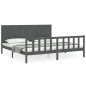 vidaXL Massivholzbett mit Kopfteil Grau 200x200 cm vidaXL Massivholzbett mit Kopfteil Grau 200x200 cm