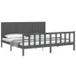 vidaXL Massivholzbett mit Kopfteil Grau 200x200 cm vidaXL Massivholzbett mit Kopfteil Grau 200x200 cm