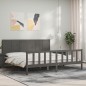 vidaXL Massivholzbett mit Kopfteil Grau 200x200 cm vidaXL Massivholzbett mit Kopfteil Grau 200x200 cm