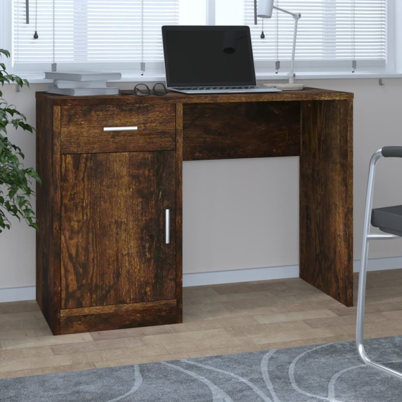 vidaXL Schreibtisch mit Stauraum Räuchereiche 100x40x73 cm vidaXL Schreibtisch mit Stauraum Räuchereiche 100x40x73 cm