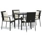 vidaXL 5-tlg. Garten-Essgruppe mit Kissen Schwarz Poly Rattan vidaXL 5-tlg. Garten-Essgruppe mit Kissen Schwarz Poly Rattan