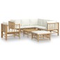 vidaXL 8-tlg. Garten-Lounge-Set mit Cremeweißen Kissen Bambus vidaXL 8-tlg. Garten-Lounge-Set mit Cremeweißen Kissen Bambus