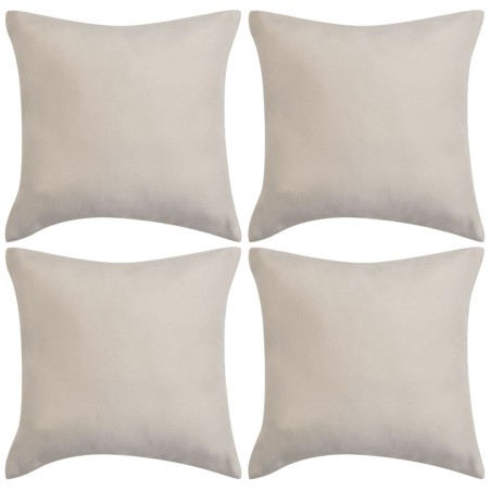 vidaXL Kissenbezüge 4 Stk. 40x40 cm Polyester Kunstleder Beige