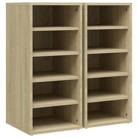 vidaXL Schuhschränke 2 Stk. Sonoma-Eiche 31,5x35x70 cm Holzwerkstoff