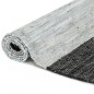 vidaXL Handgewebter Chindi-Teppich Leder 190x280 cm Hellgrau Schwarz vidaXL Handgewebter Chindi-Teppich Leder 190x280 cm Hellgrau Schwarz