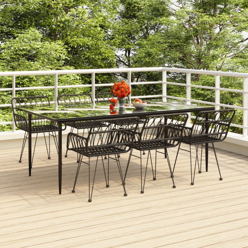 vidaXL 7-tlg. Garten-Essgruppe Schwarz Poly Rattan vidaXL 7-tlg. Garten-Essgruppe Schwarz Poly Rattan