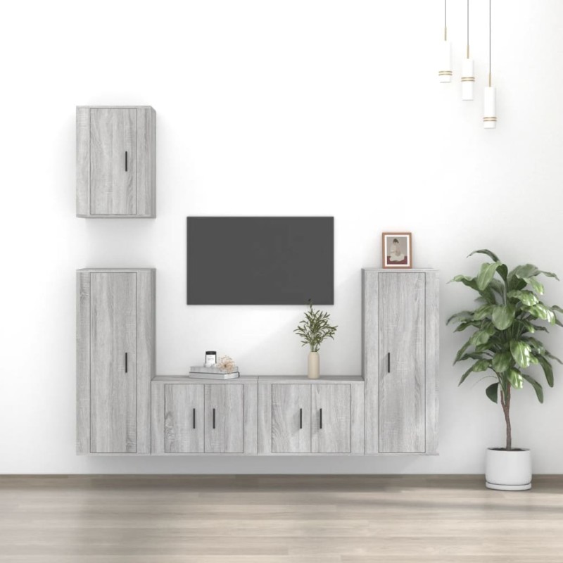 vidaXL 5-tlg. TV-Schrank-Set Grau Sonoma Holzwerkstoff vidaXL 5-tlg. TV-Schrank-Set Grau Sonoma Holzwerkstoff