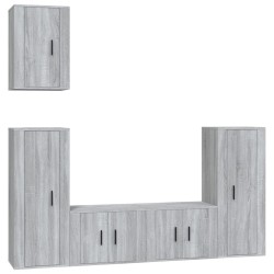 vidaXL 5-tlg. TV-Schrank-Set Grau Sonoma Holzwerkstoff