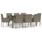 vidaXL 9-tlg. Garten-Essgruppe mit Kissen Grau Poly Rattan vidaXL 9-tlg. Garten-Essgruppe mit Kissen Grau Poly Rattan