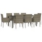 vidaXL 9-tlg. Garten-Essgruppe mit Kissen Grau Poly Rattan vidaXL 9-tlg. Garten-Essgruppe mit Kissen Grau Poly Rattan