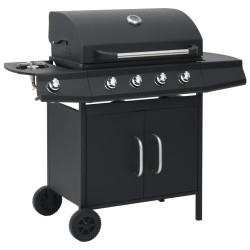 Gasgrill 4+1 Brenner Schwarz Stahl