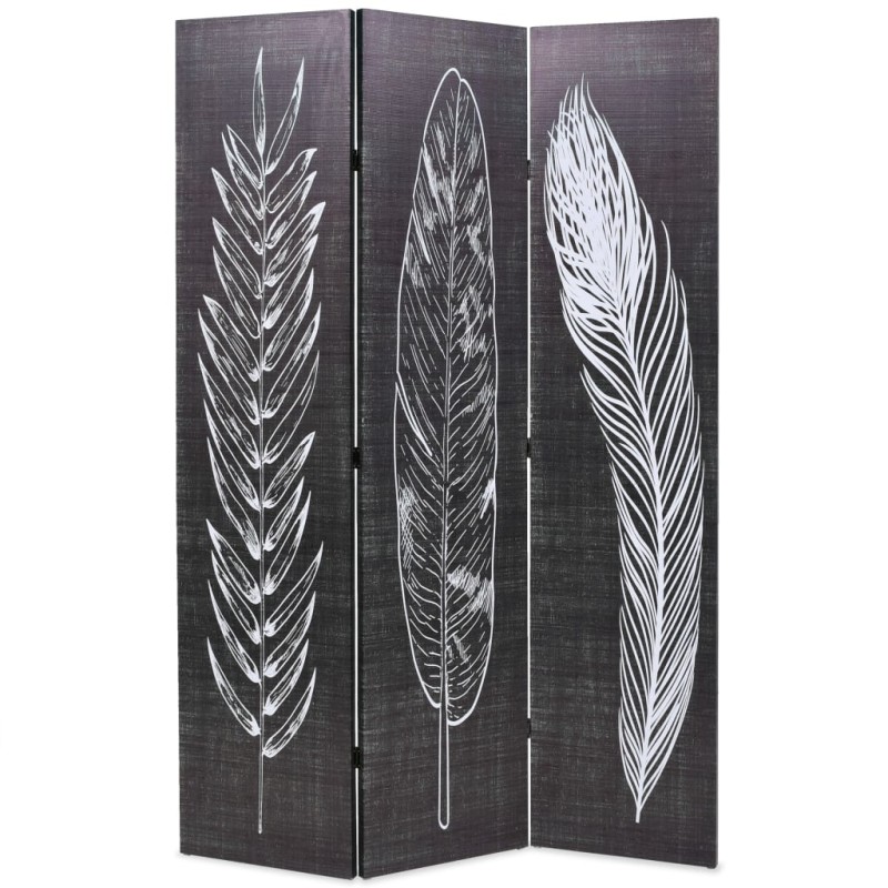 vidaXL Raumteiler klappbar 120 x 170 cm Federn Schwarz-Weiß vidaXL Raumteiler klappbar 120 x 170 cm Federn Schwarz-Weiß