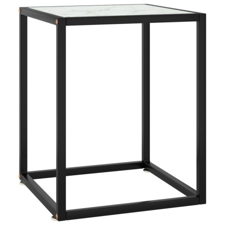 vidaXL Couchtisch Schwarz mit Weißem Glas Marmor-Optik 40x40x50 cm