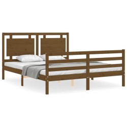 vidaXL Massivholzbett mit Kopfteil Honigbraun 160x200 cm