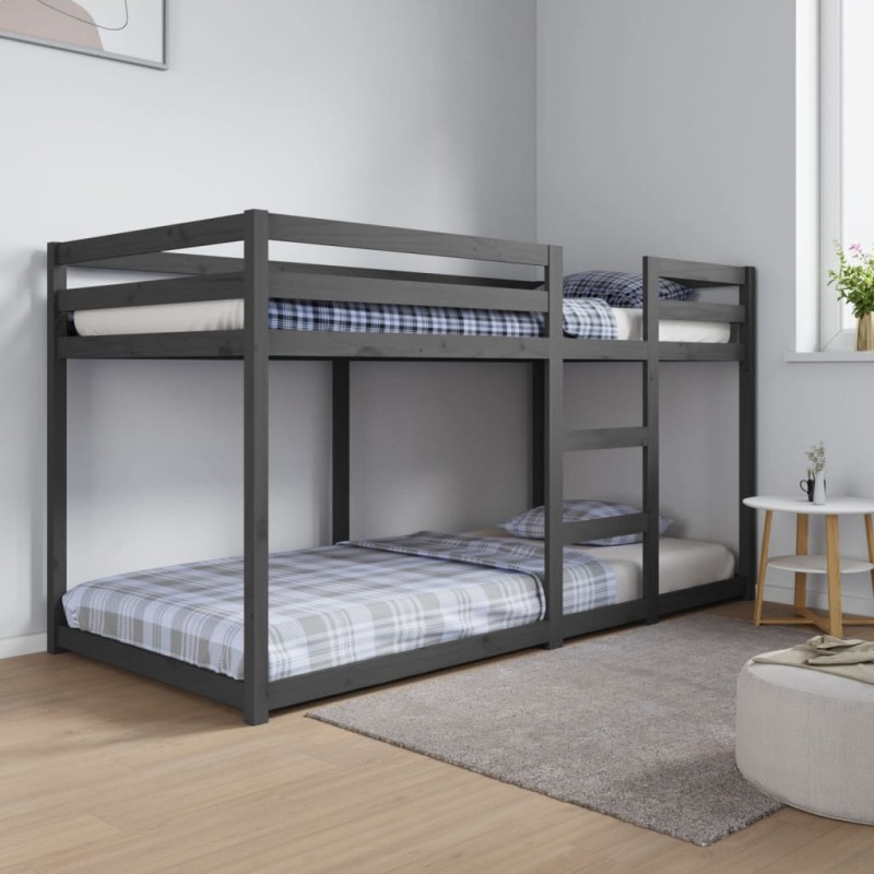 vidaXL Etagenbett Grau 90x200 cm Massivholz Kiefer vidaXL Etagenbett Grau 90x200 cm Massivholz Kiefer