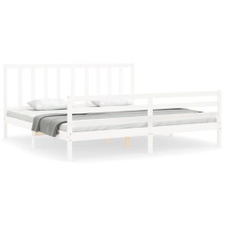 vidaXL Massivholzbett mit Kopfteil Weiß 200x200 cm