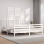 vidaXL Massivholzbett mit Kopfteil Weiß 200x200 cm vidaXL Massivholzbett mit Kopfteil Weiß 200x200 cm