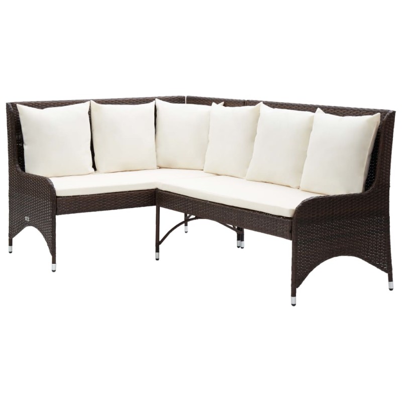 Garten-Ecksofa 2-tlg. Poly Rattan Braun Garten-Ecksofa 2-tlg. Poly Rattan Braun