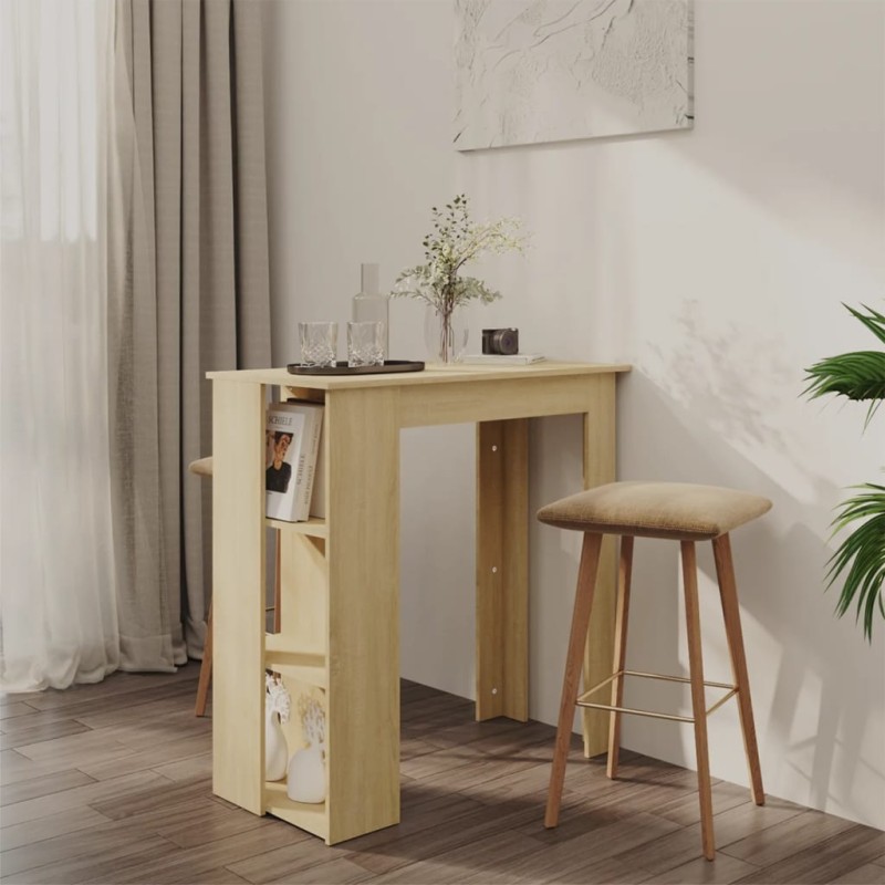 vidaXL Bartisch mit Regal Sonoma-Eiche 102x50x103,5 cm Holzwerkstoff vidaXL Bartisch mit Regal Sonoma-Eiche 102x50x103,5 cm Holzwerkstoff