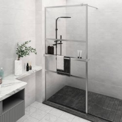 vidaXL Duschwand mit Ablage für Walk-In-Dusche Chrom 115x195 cm ESG