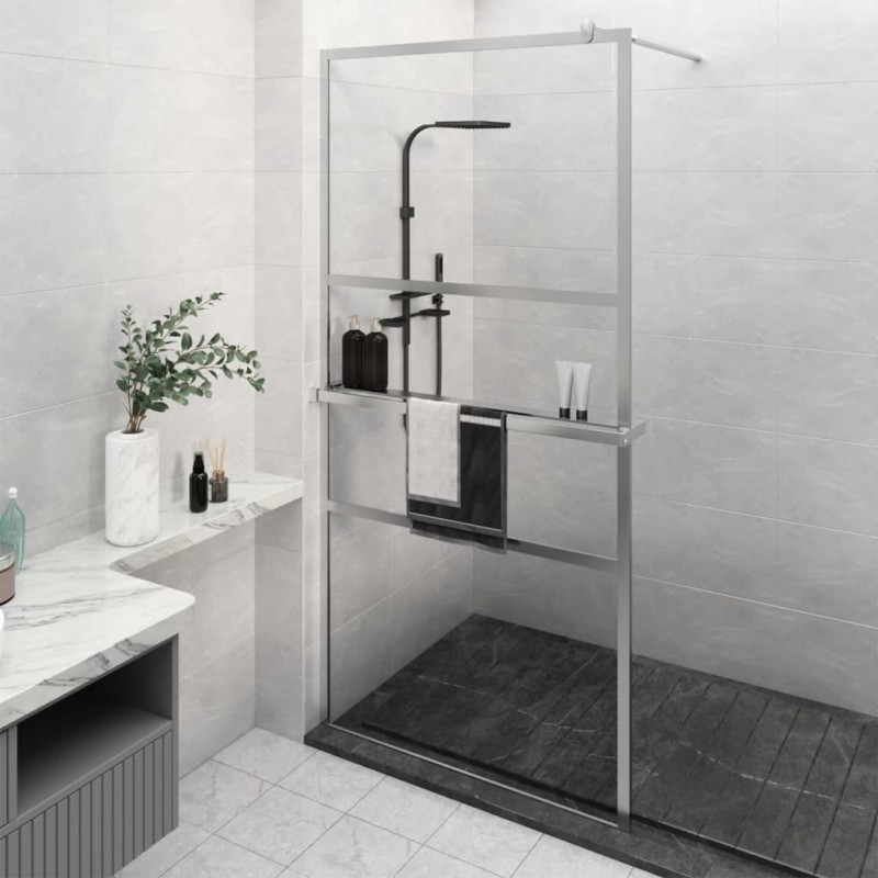 vidaXL Duschwand mit Ablage für Walk-In-Dusche Chrom 115x195 cm ESG vidaXL Duschwand mit Ablage für Walk-In-Dusche Chrom 115x195 cm ESG